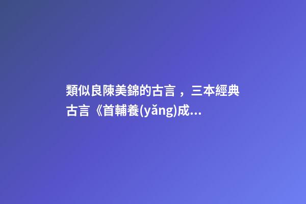 類似良陳美錦的古言，三本經典古言《首輔養(yǎng)成手冊》《恰逢雨連天》《良陳美錦》-第1張-觀點-玄機派